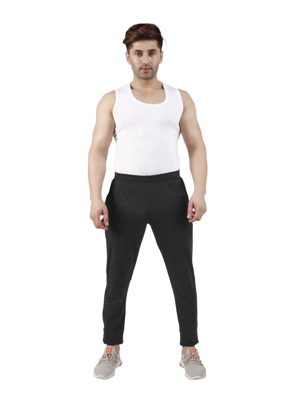 Men’s Track Pant Slim Fit - Black Melange - 1 PCS Pack