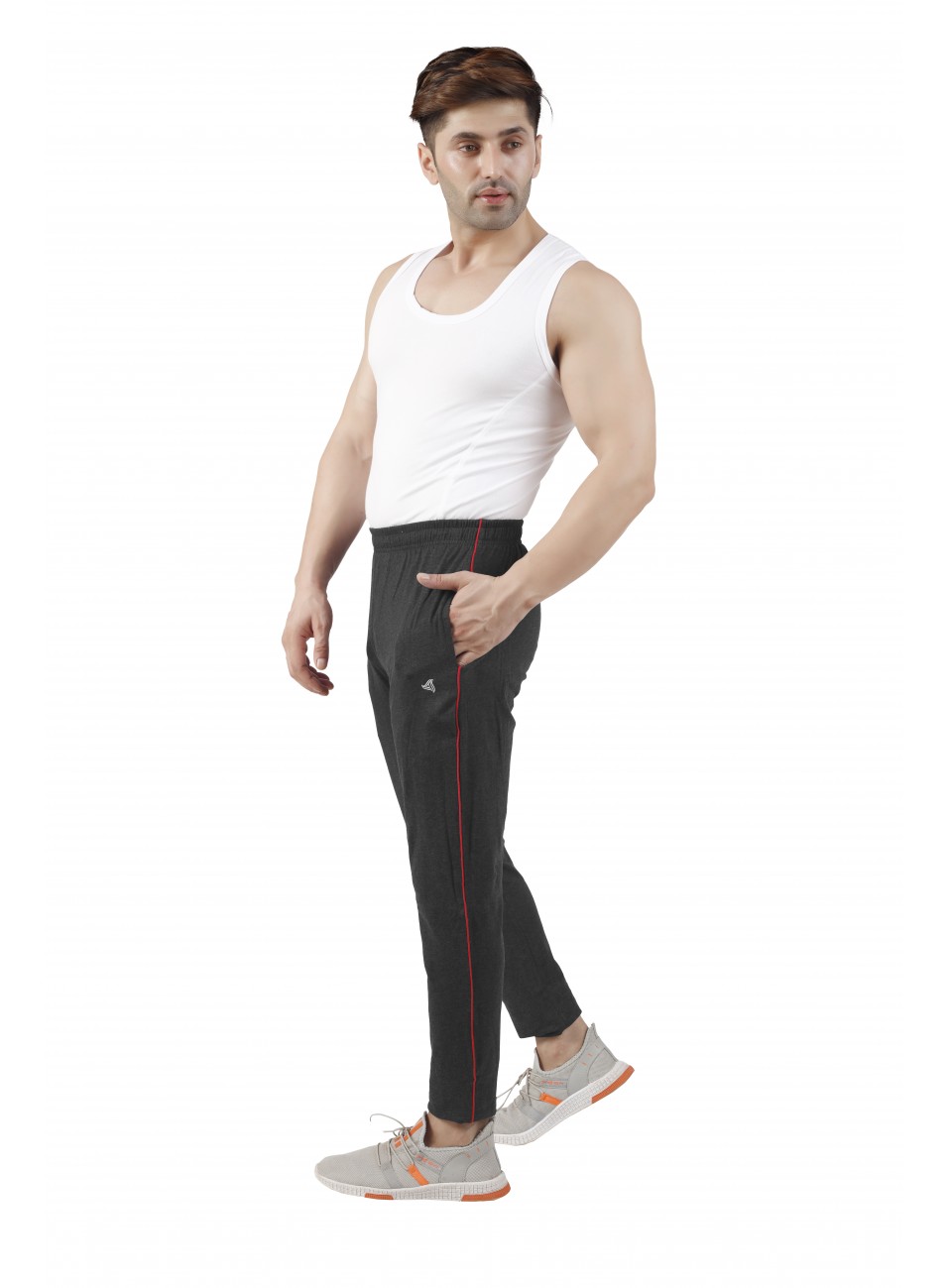 Men’s Track Pant Slim Fit - Black Melange - 1 PCS Pack