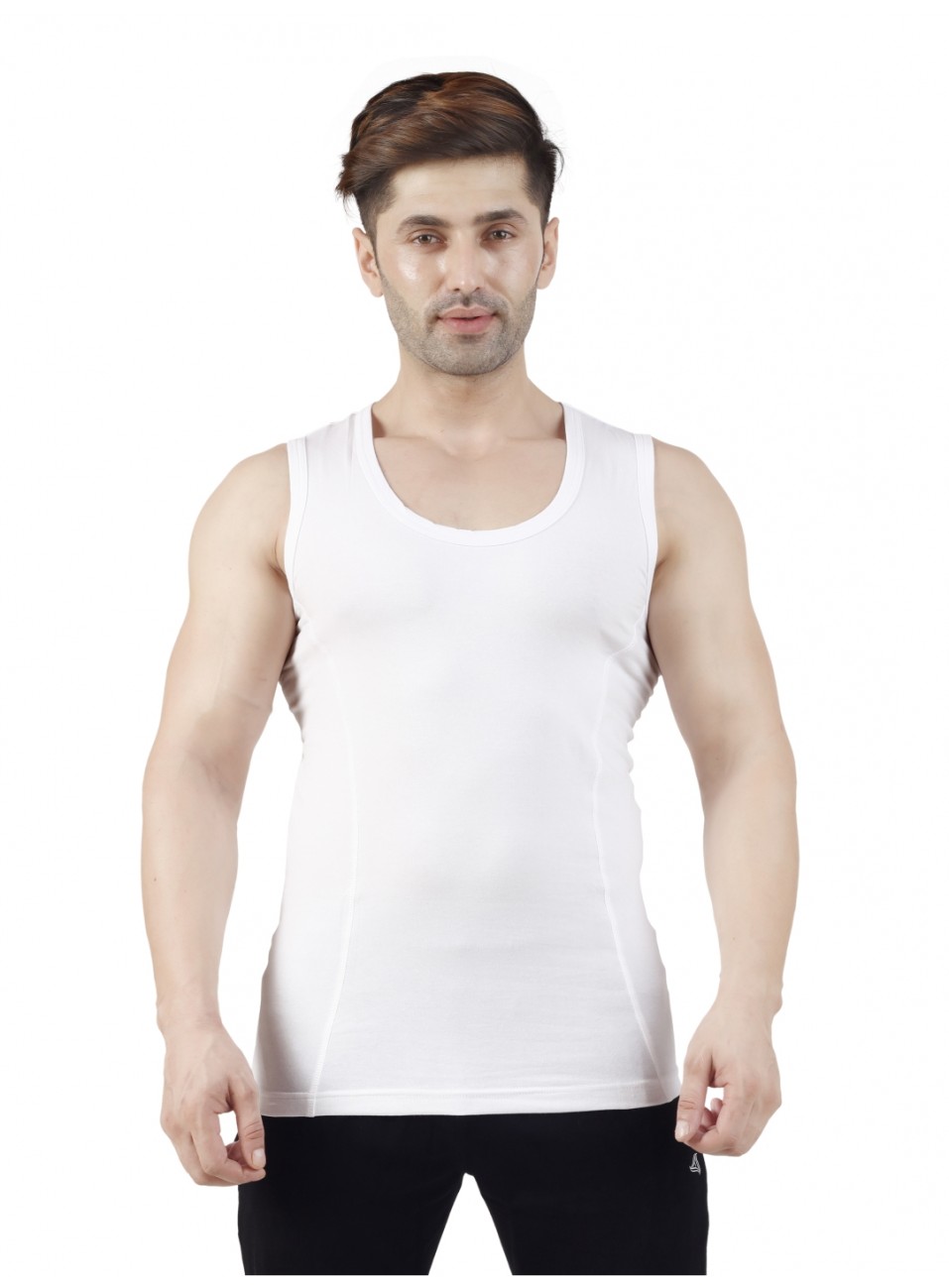 Men’s Vest RN - Spandex White - 1 Pcs Pack