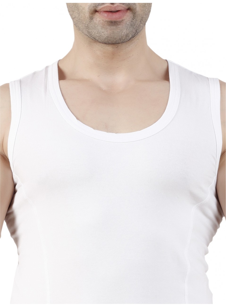 Men’s Vest RN - Spandex White - 1 Pcs Pack